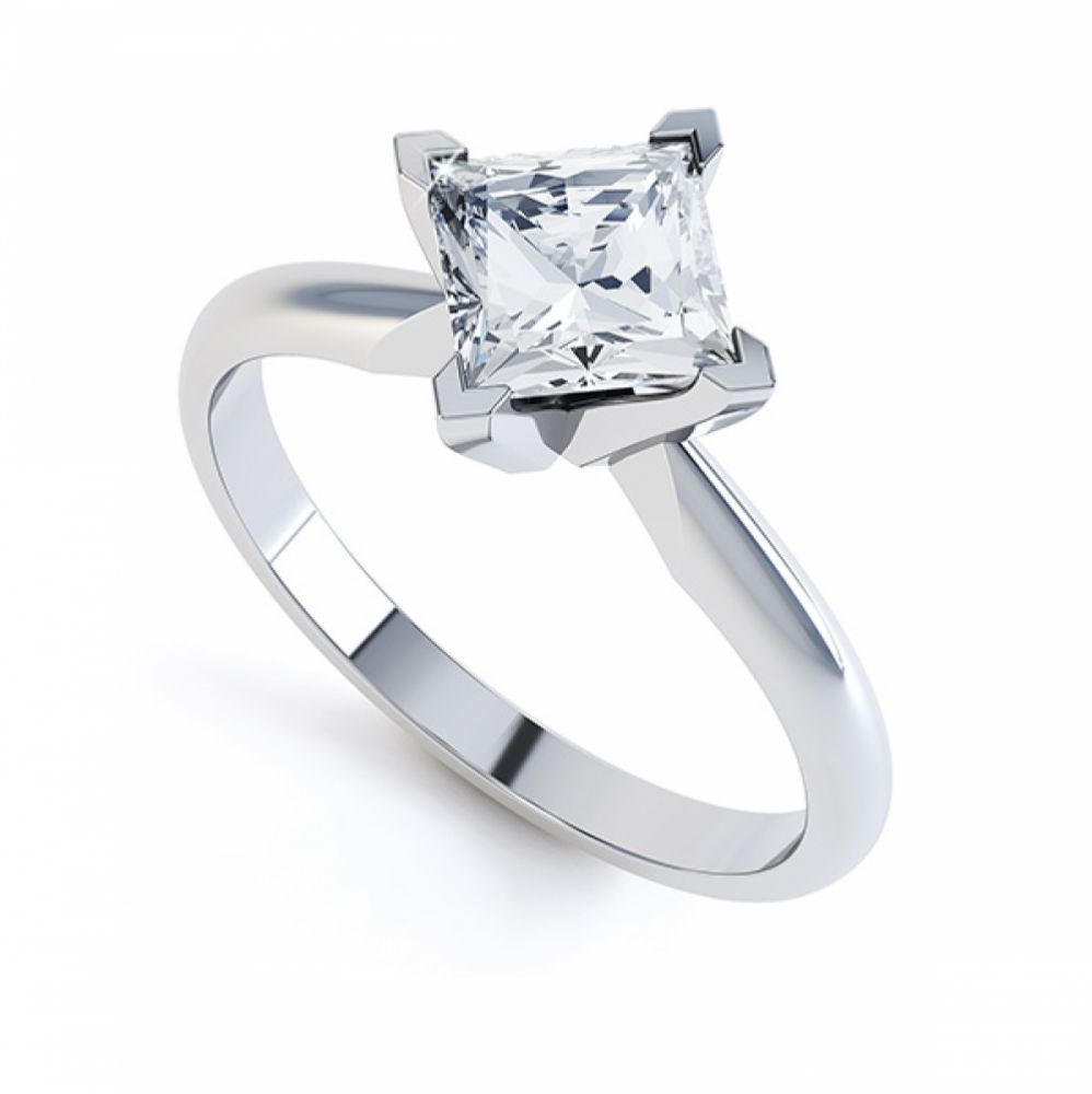 Compass Orientated Princess cut Diamond Engagement Ring