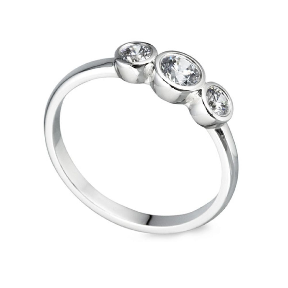 Fully Bezel Set Trilogy Engagement Ring