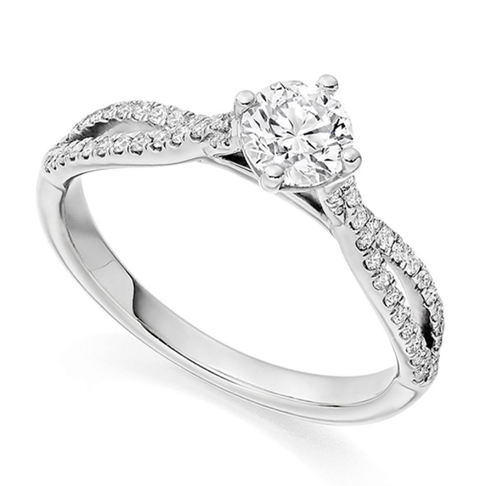 Split Diamond Shoulders Engagement Ring