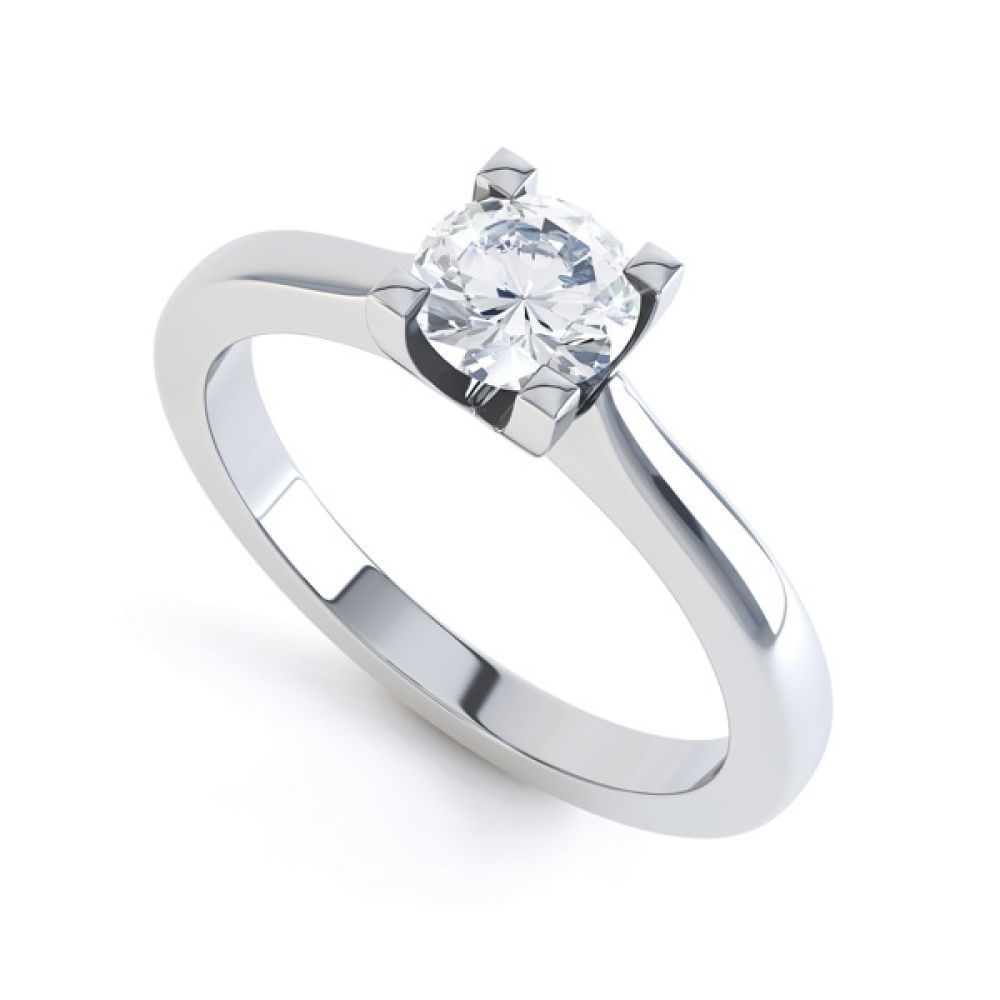 Squared Four-Claw Diamond Engagement Ring