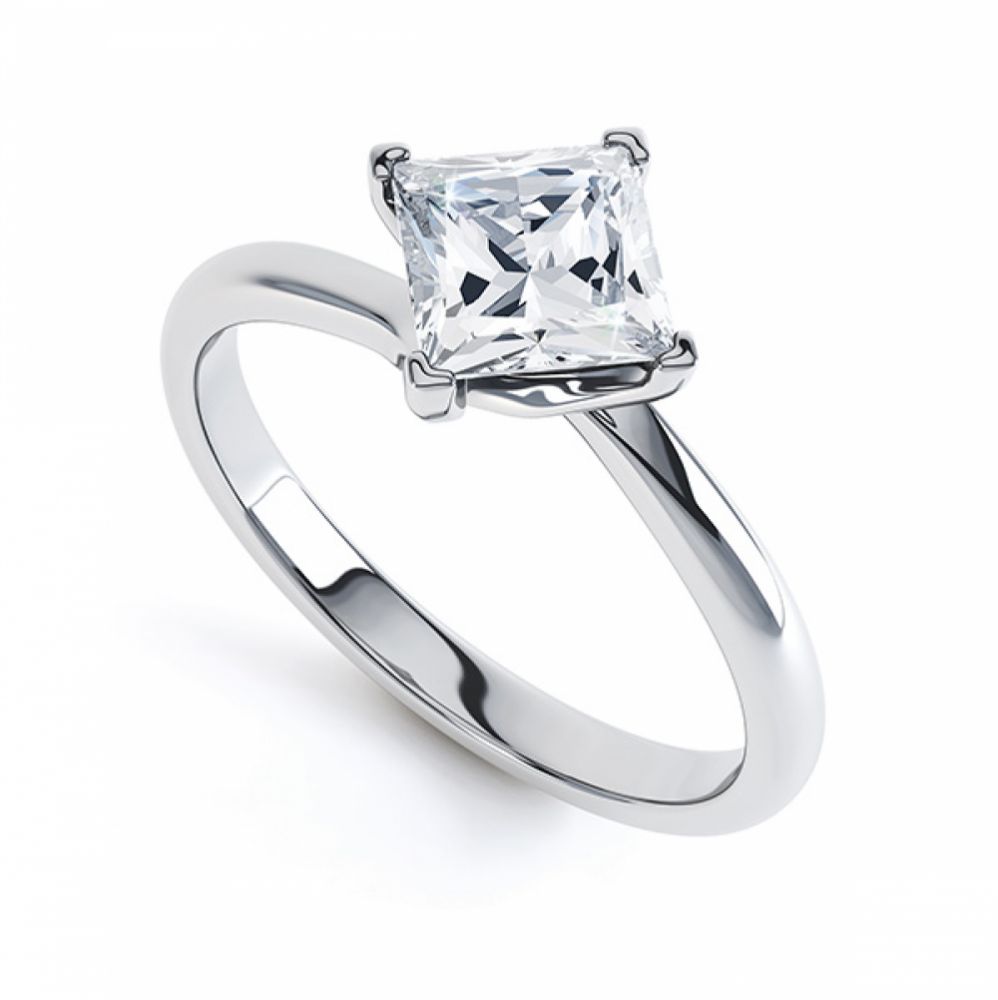 Princess cut Diamond Twist Solitaire Engagement Ring