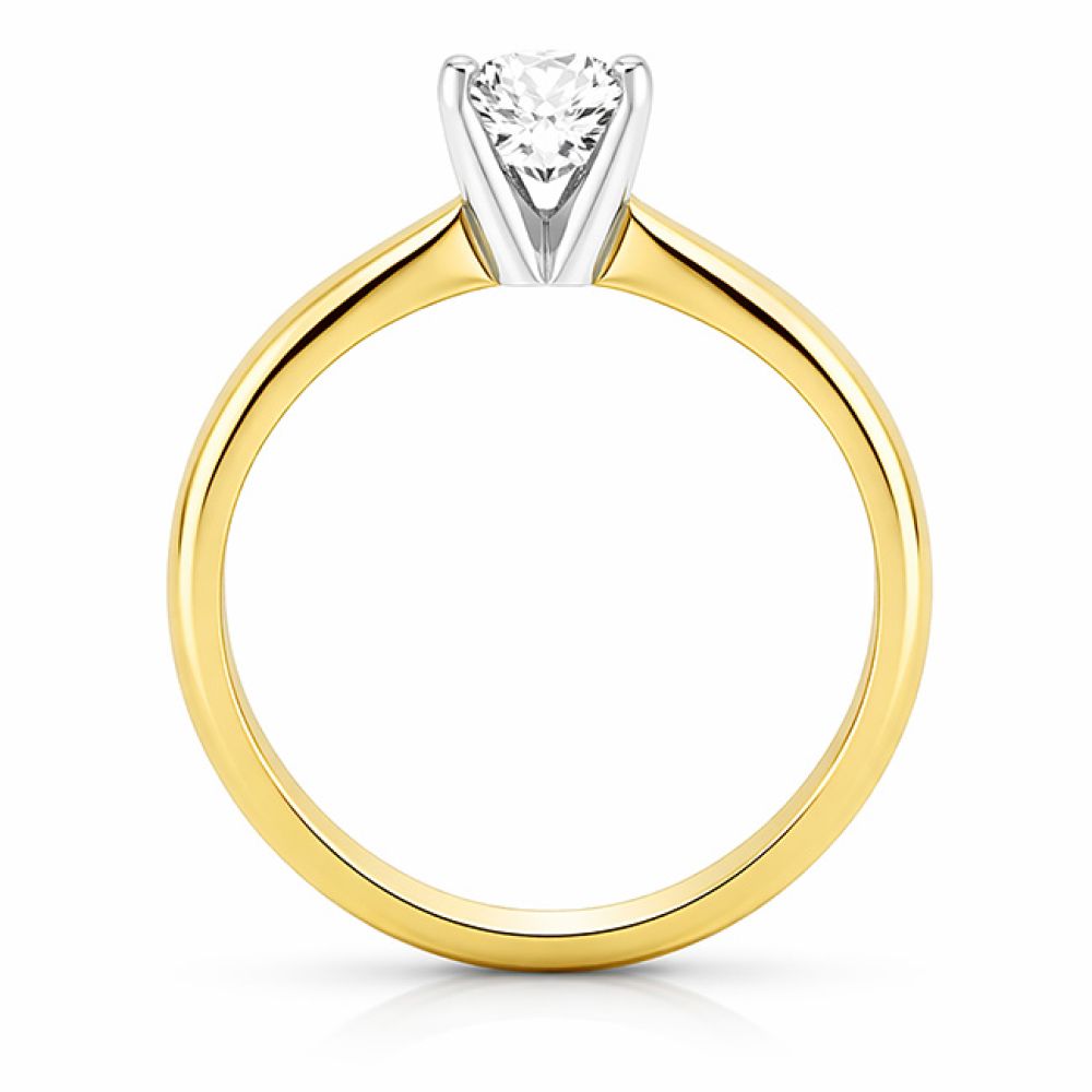 Ava 4 claw engagement ring R1D001 side view shown in yellow gold