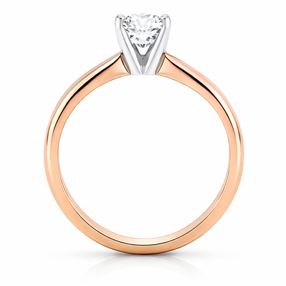 Ava 4 claw engagement ring R1D001 side view shown in rose gold