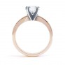 Ava side view rose gold Ava 4 claw engagement ring R1D001 side view shown in rose gold