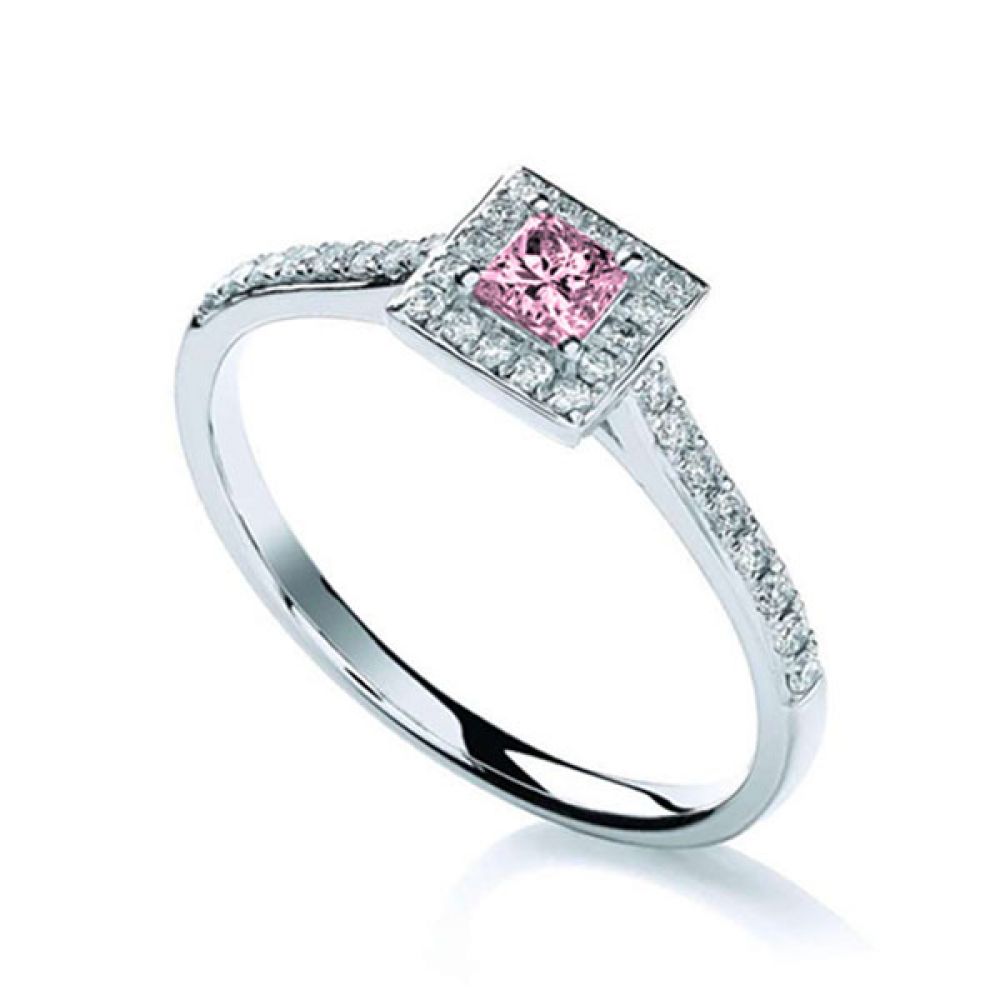Petite Pink Sapphire and Diamond Halo Engagement Ring Petite Pink Sapphire and Diamond Halo Engagement Ring