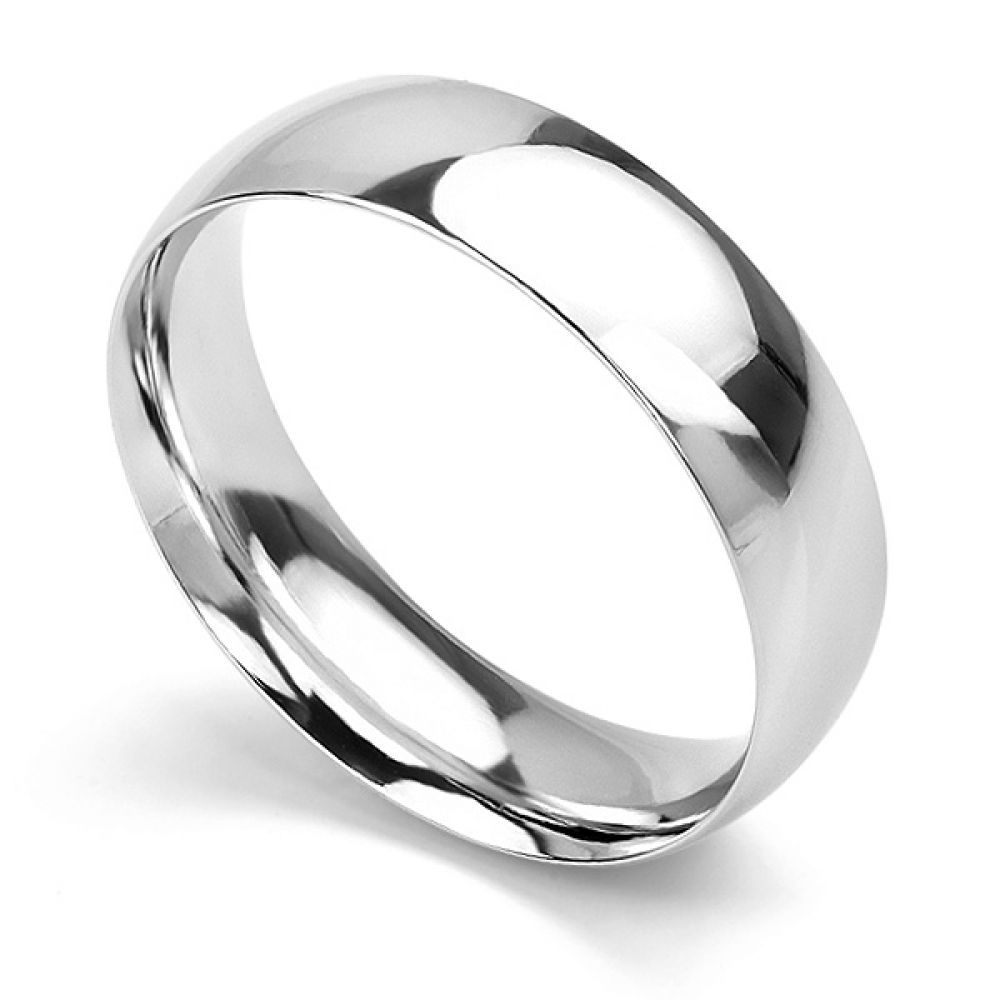 Traditional Court Wedding Ring Medium Weight White Gold