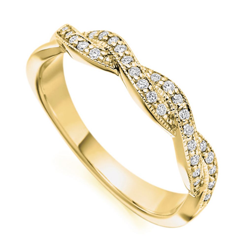 Vintage diamond ribbon ring in yellow gold