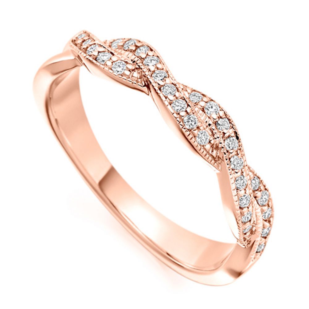 Vintage diamond ribbon ring in rose gold