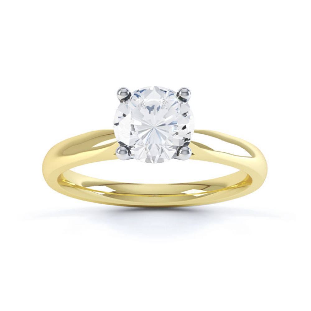 Harmony 4 claw solitaire diamond engagement ring yellow gold top view