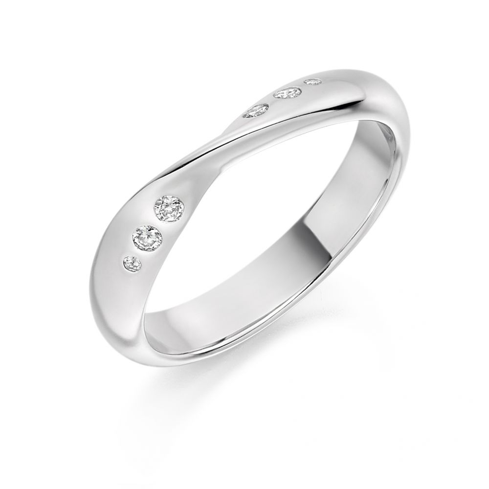 Flush Set Diamond Twist Wedding Band