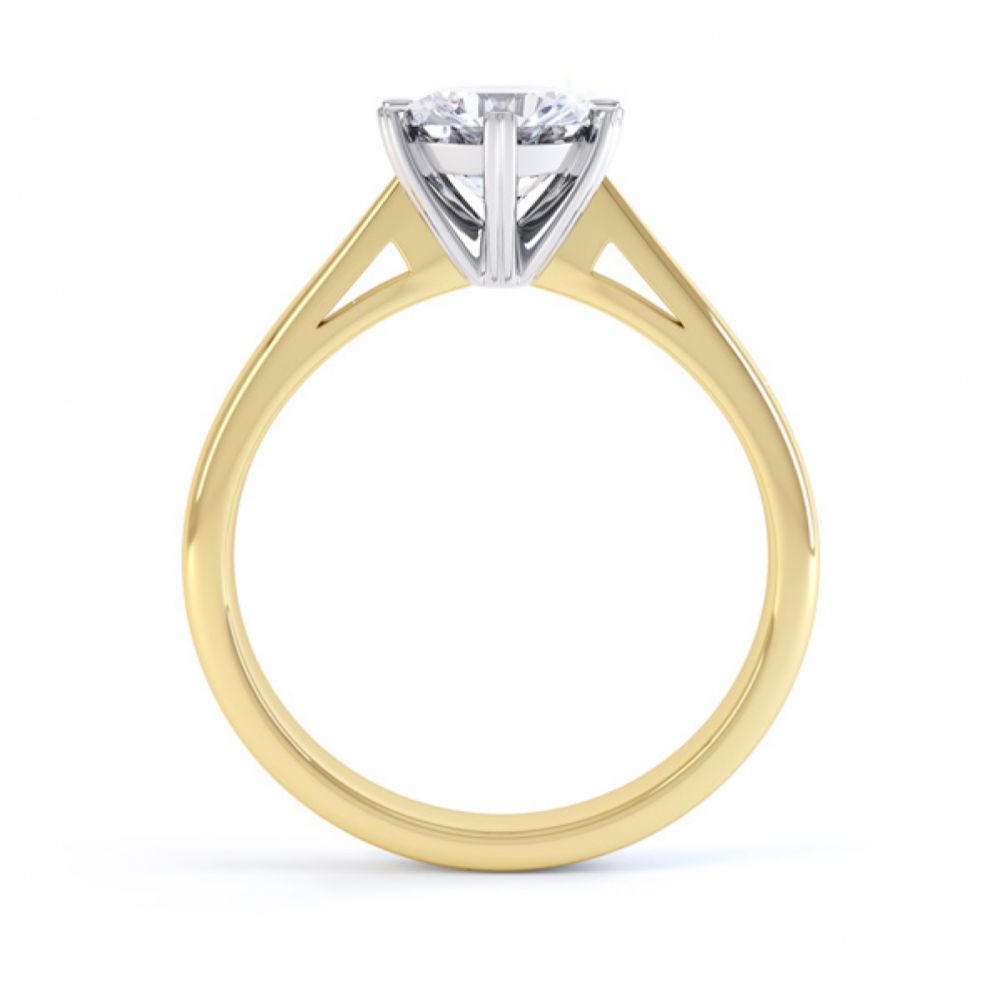 Venus engagement ring side view yellow gold