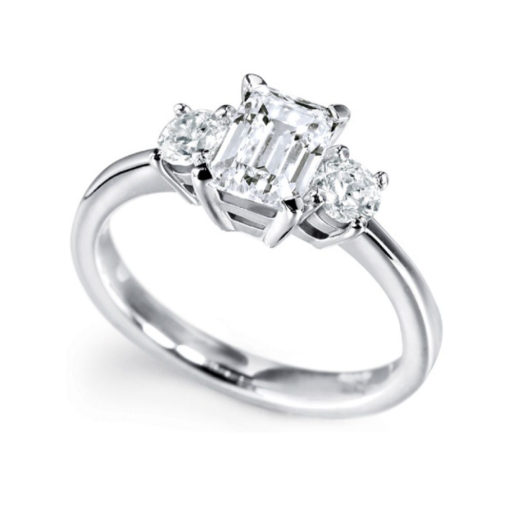 Avery - Three Stone Emerald Diamond Ring Avery - Three Stone Emerald Diamond Ring