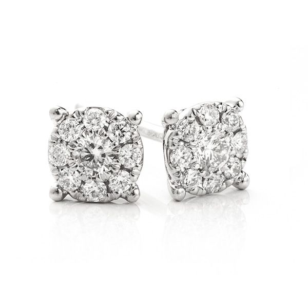 Starla Solitaire Effect Diamond Cluster Earrings Main Image