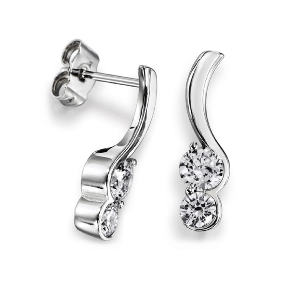 Flow Two Stone Diamond Drop Earrings