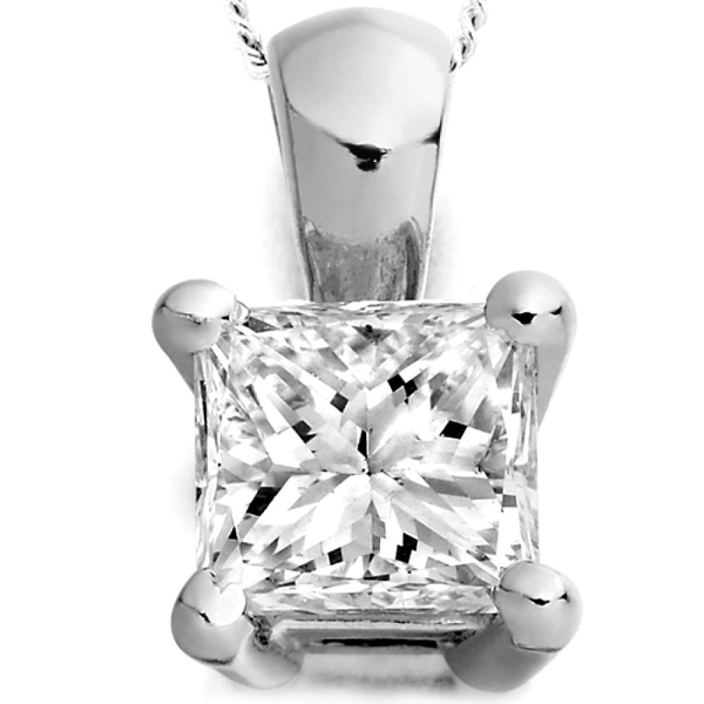 Four Claw Princess Cut Diamond Pendant