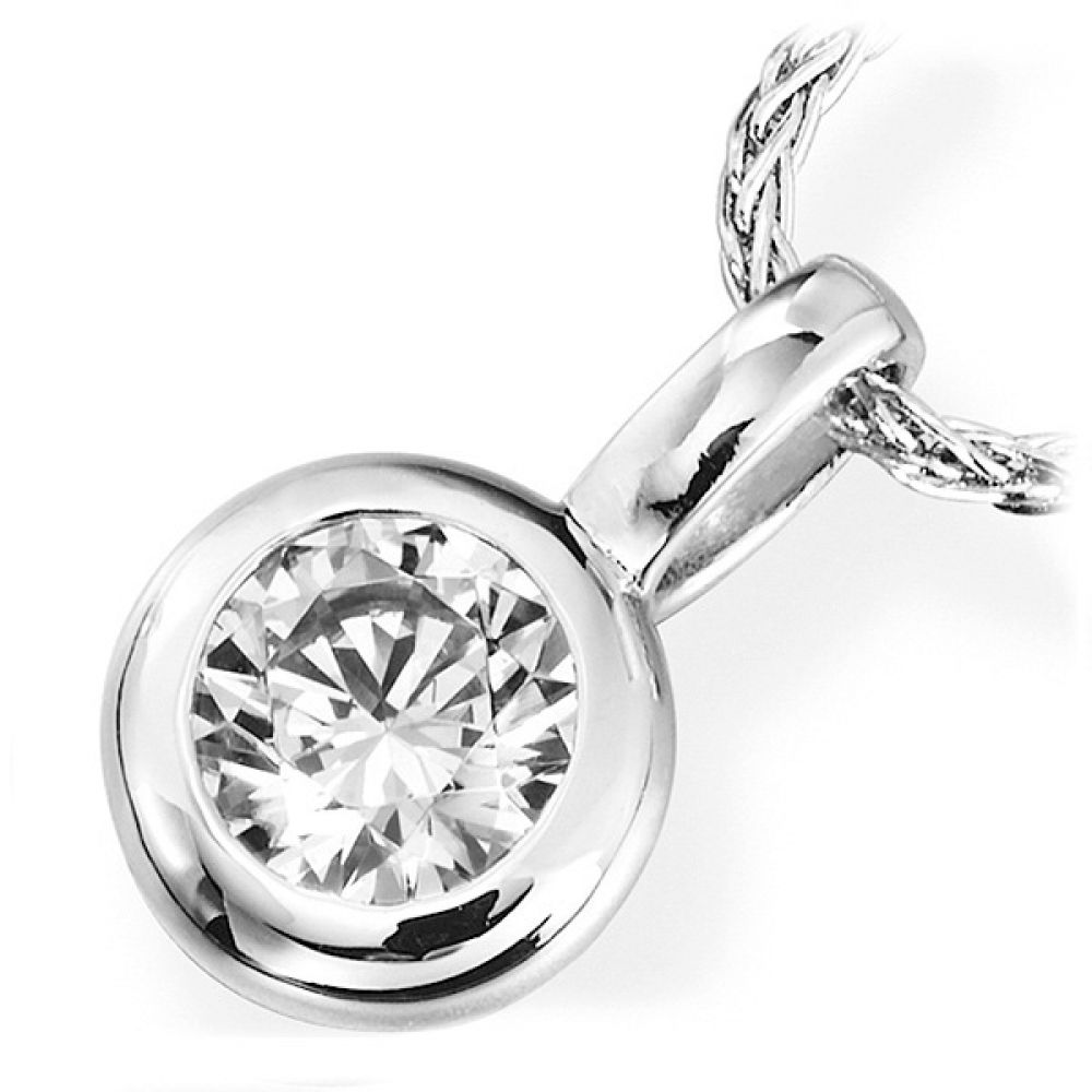 Bezel Set Round Brilliant cut Diamond Pendant Bezel Set Round Brilliant cut Diamond Pendant