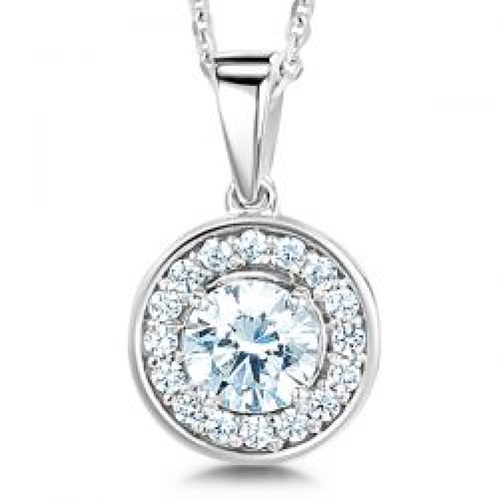 Round Brilliant Cut Diamond Halo Pendant