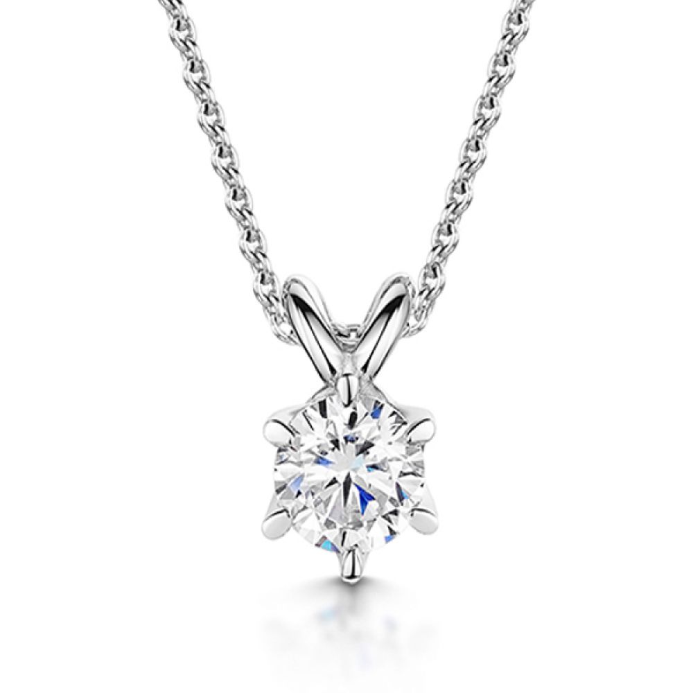 Four Claw Round Diamond Slider Pendant