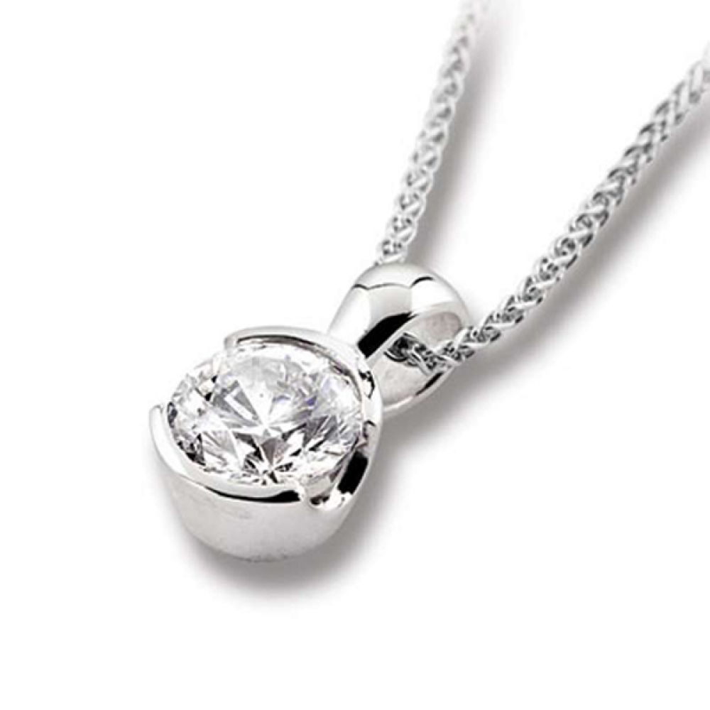 Bezel Set Round Diamond Pendant