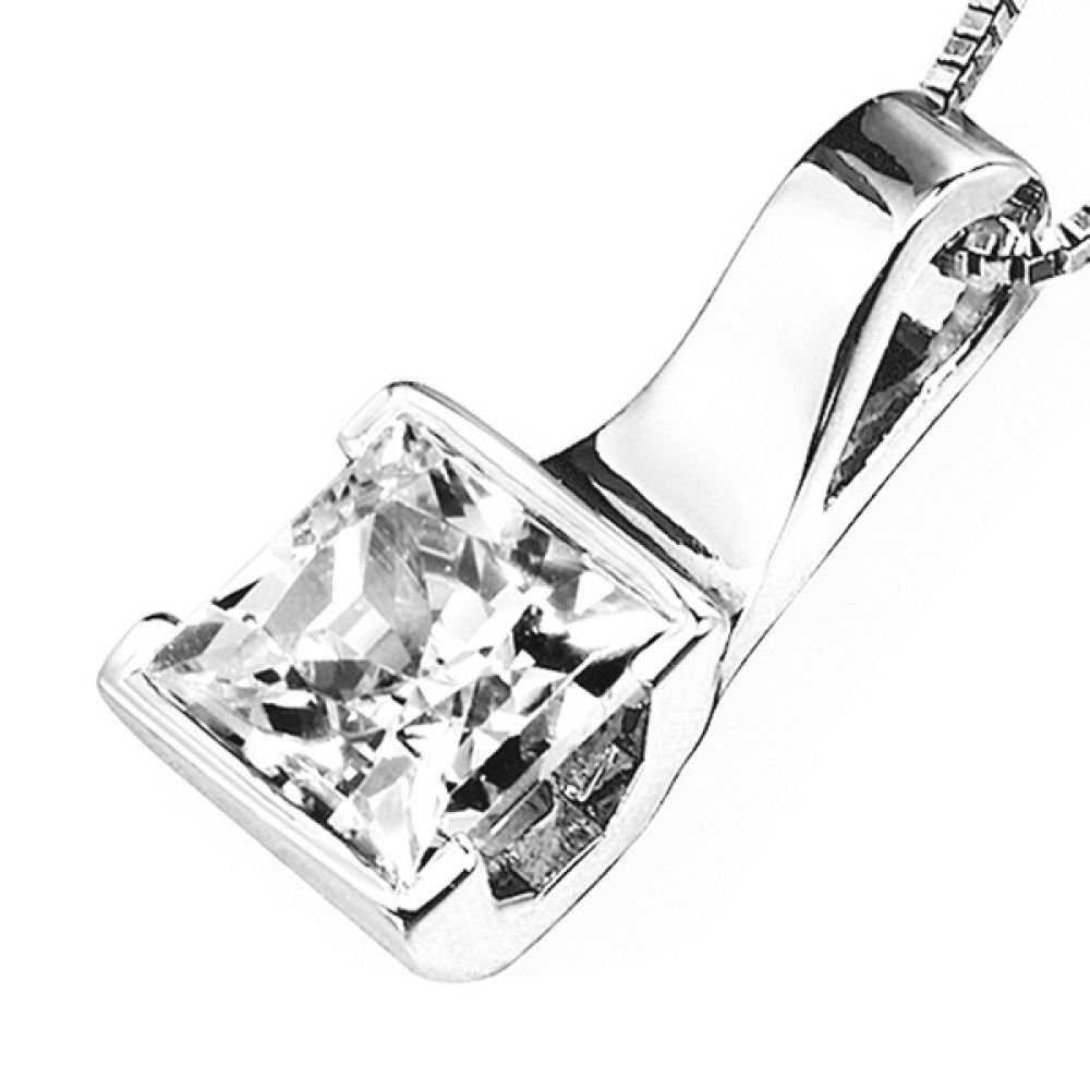 Princess Cut Diamond Half Bezel set  Pendant