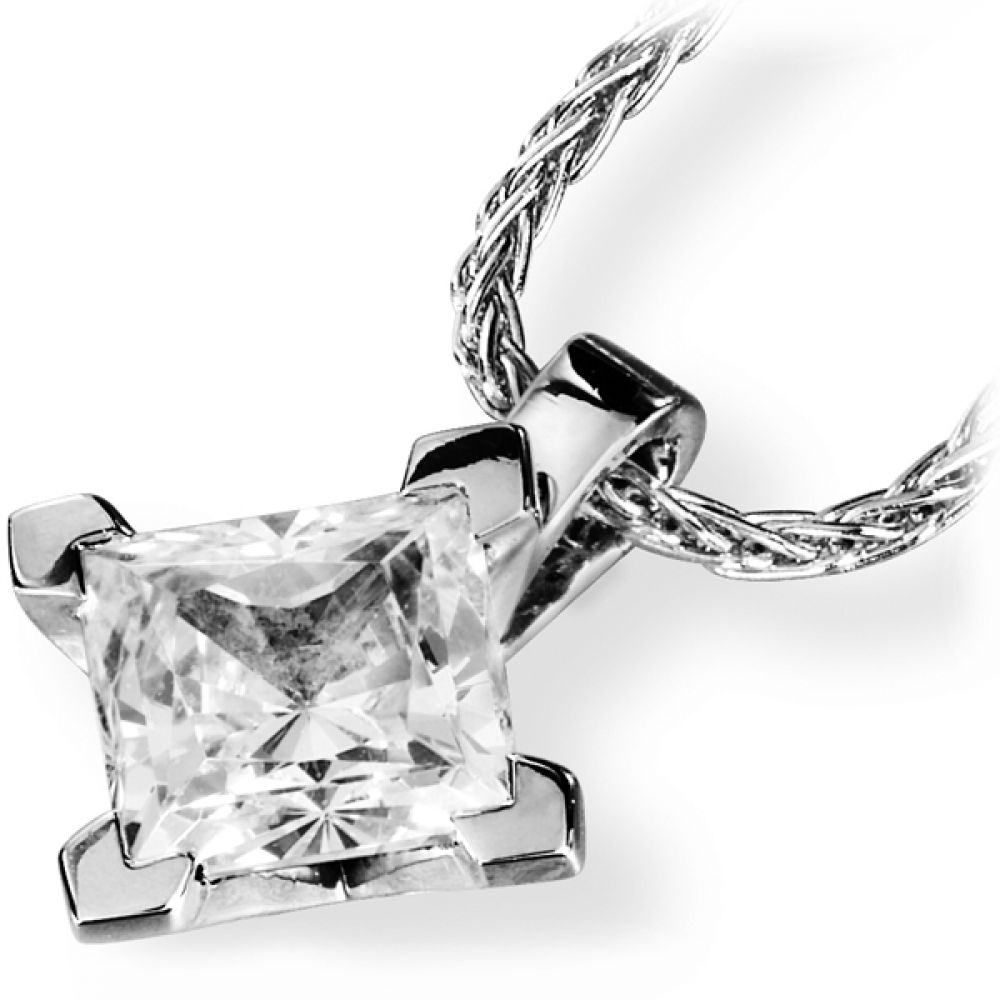 Compass Set Princess Cut Diamond Pendant