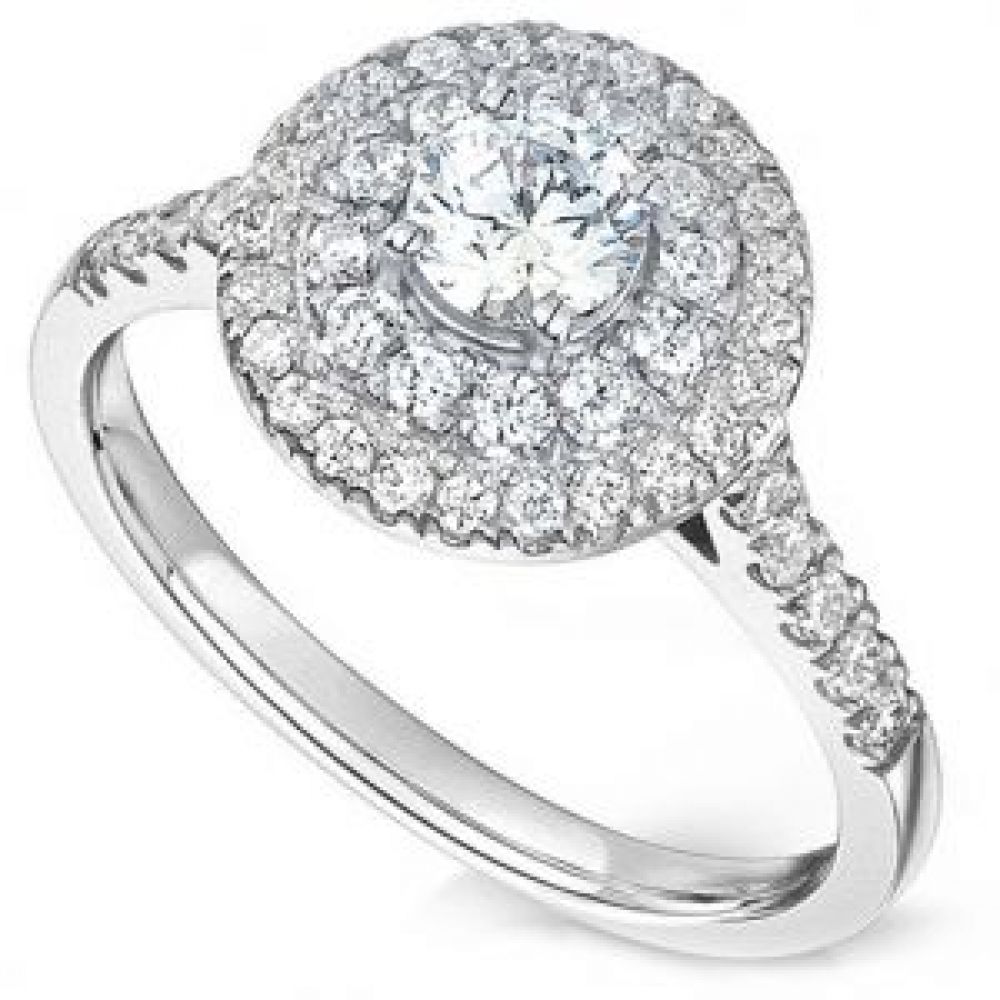 Double Halo Diamond Engagement Ring