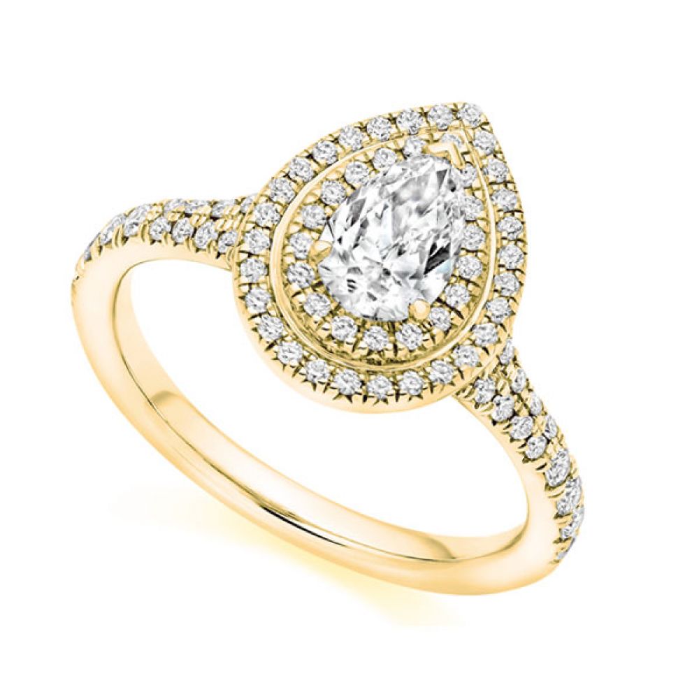 Pear double halo diamond ring