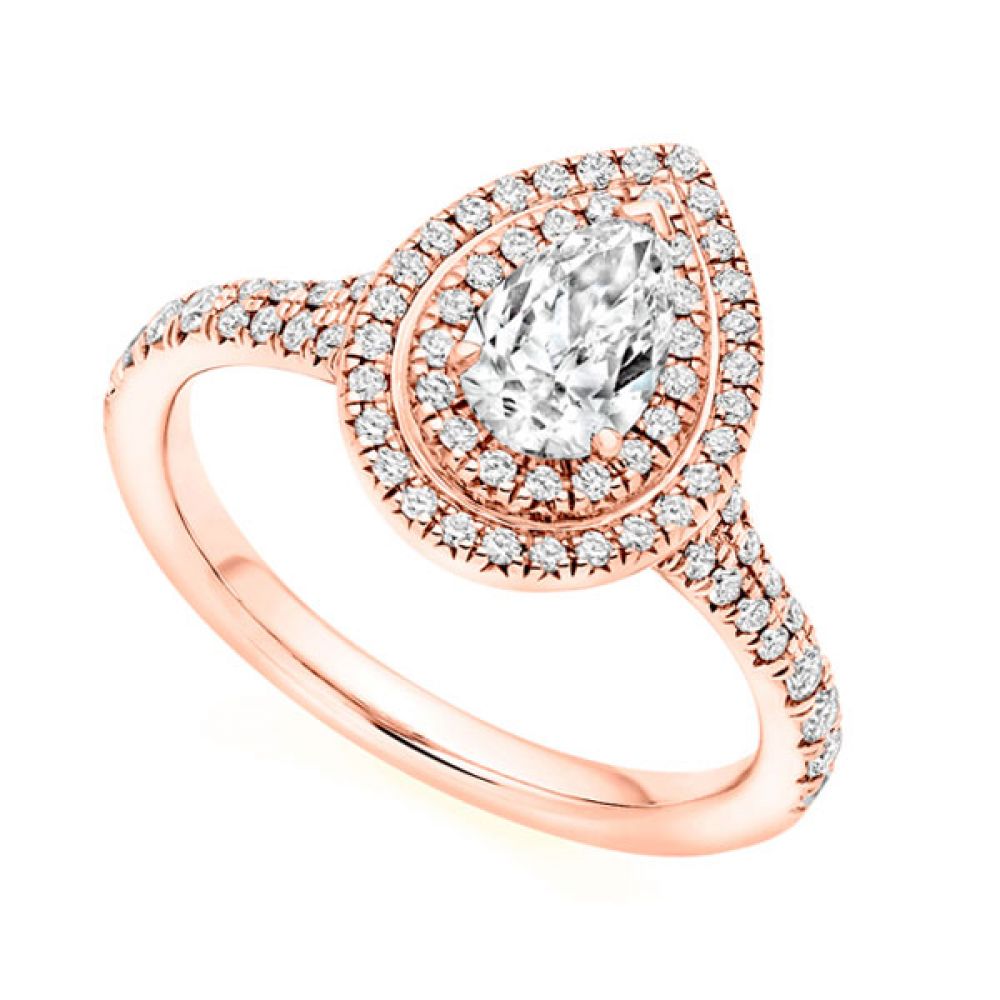 Pear shaped diamond halo ring