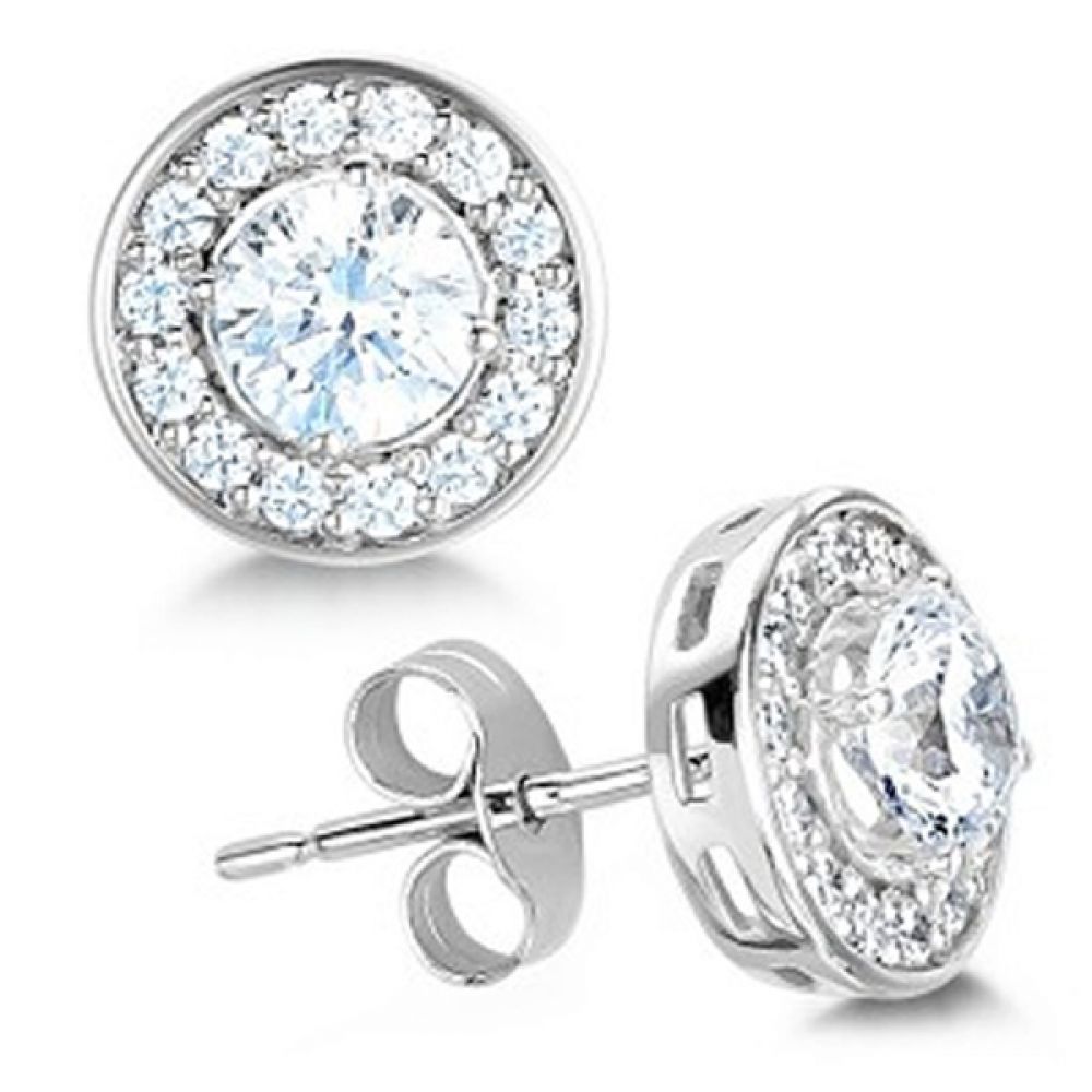 Diamond Halo Stud Earrings