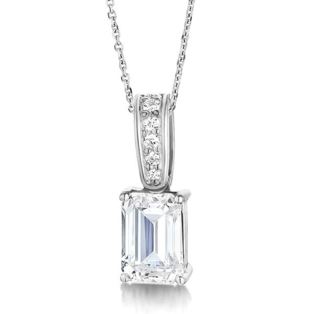 Emerald Diamond Pendant with Diamond Bale