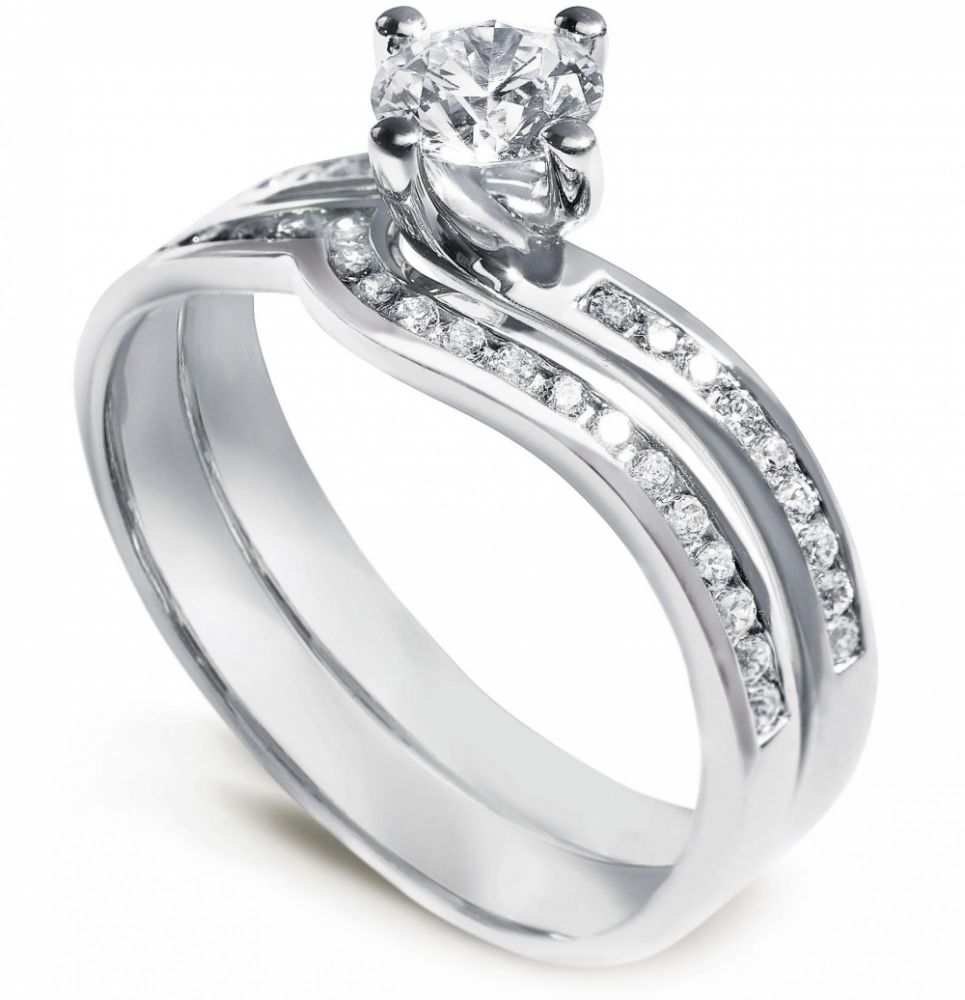 Twist Engagement Ring with Diamond Shoulders