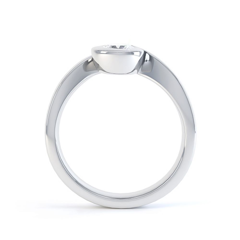 Asymmetrical engagement ring white gold side view