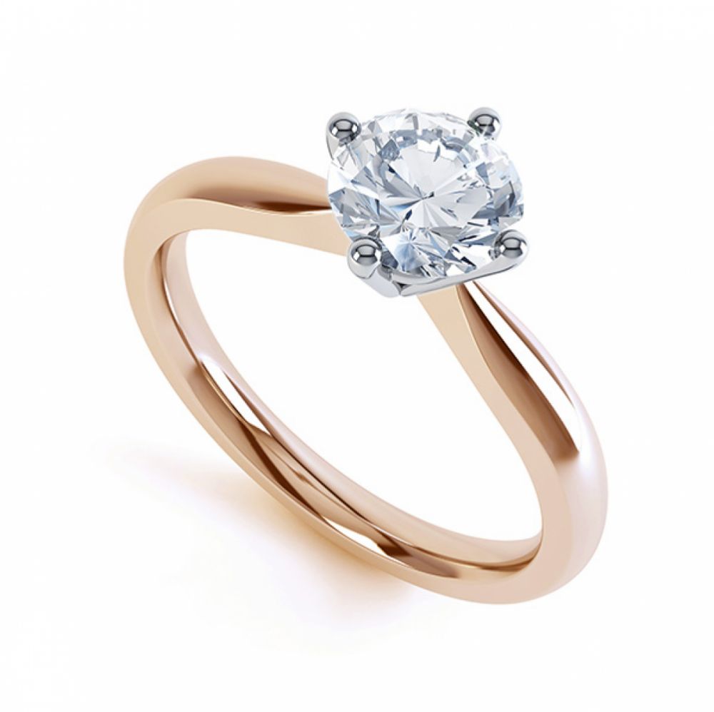 Compass Set Four Claw Round Solitaire Diamond Ring Rose Gold Compass Set Four Claw Round Solitaire Diamond Ring Yellow Gold