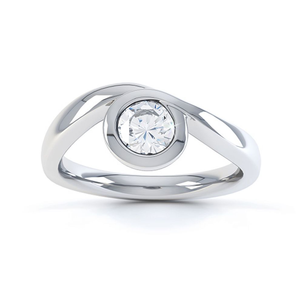 Asymmetrical engagement ring white gold top view