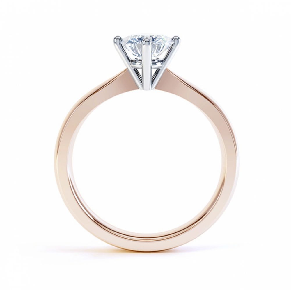 Compass Set Four Claw Round Solitaire Diamond Ring Side View Rose Gold Compass Set Four Claw Round Solitaire Diamond Ring Side View Rose Gold