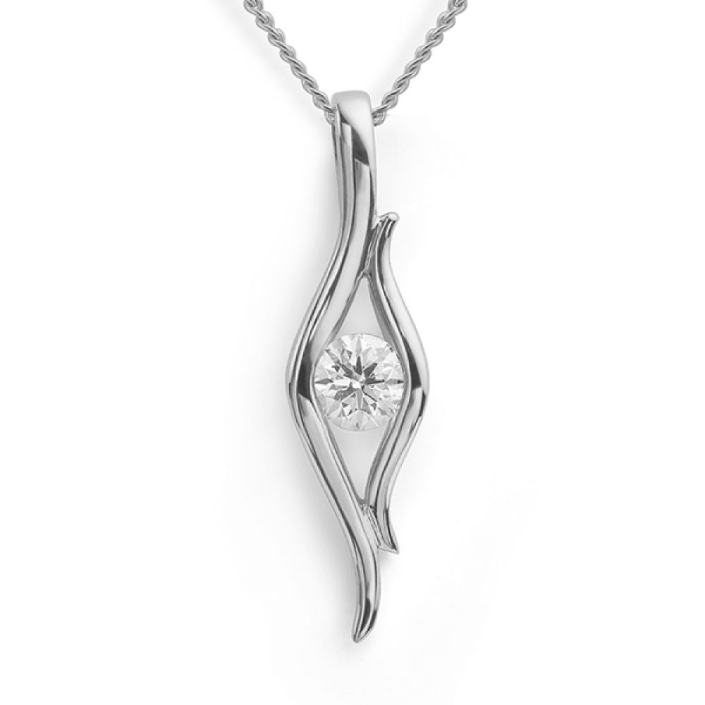 Wave diamond necklace white gold