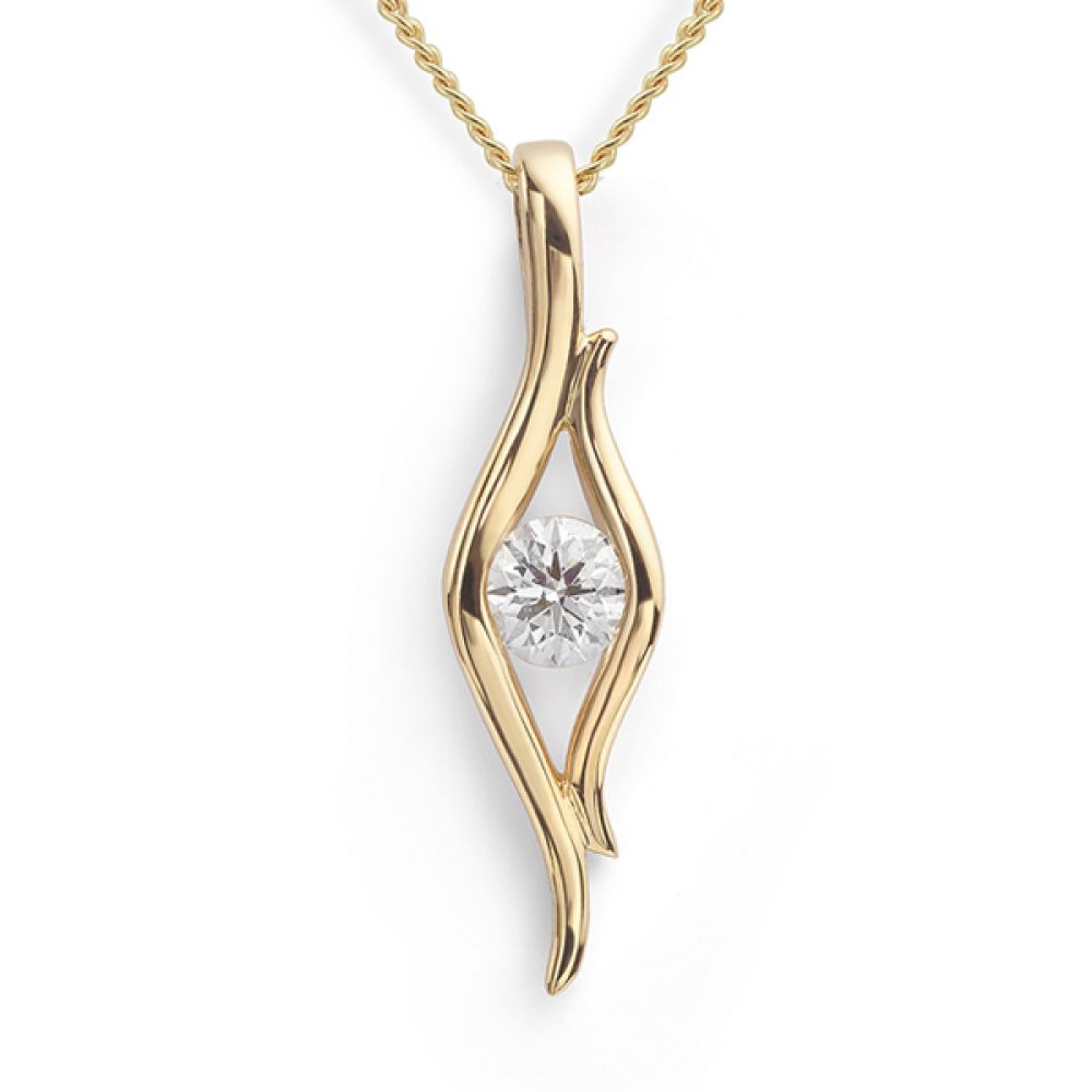 Wave diamond necklace yellow gold