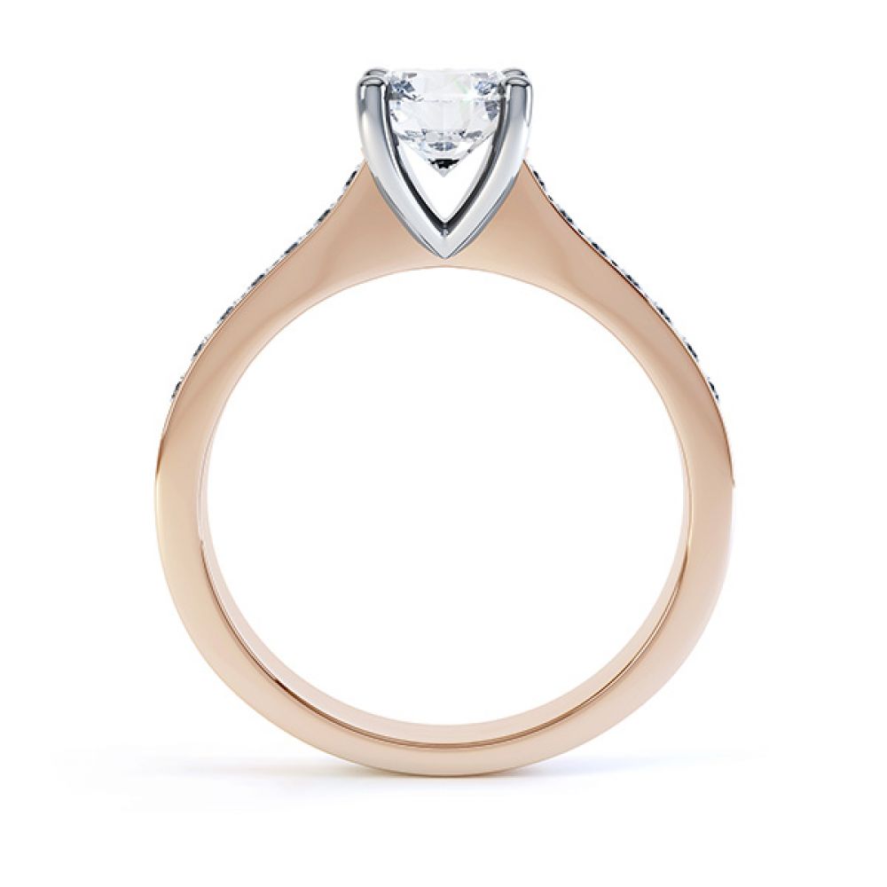4 Claw Round Solitaire Diamond Shoulders yellow gold side view4 Claw Round Solitaire Diamond Shoulders rose gold side view 4 Claw Round Solitaire Diamond Shoulders yellow gold side view4 Claw Round Solitaire Diamond Shoulders rose gold side view