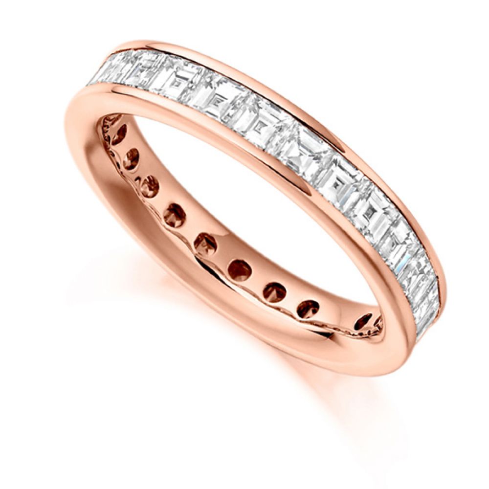 3 Carat Carré Cut Full Diamond Eternity Ring In Rose Gold