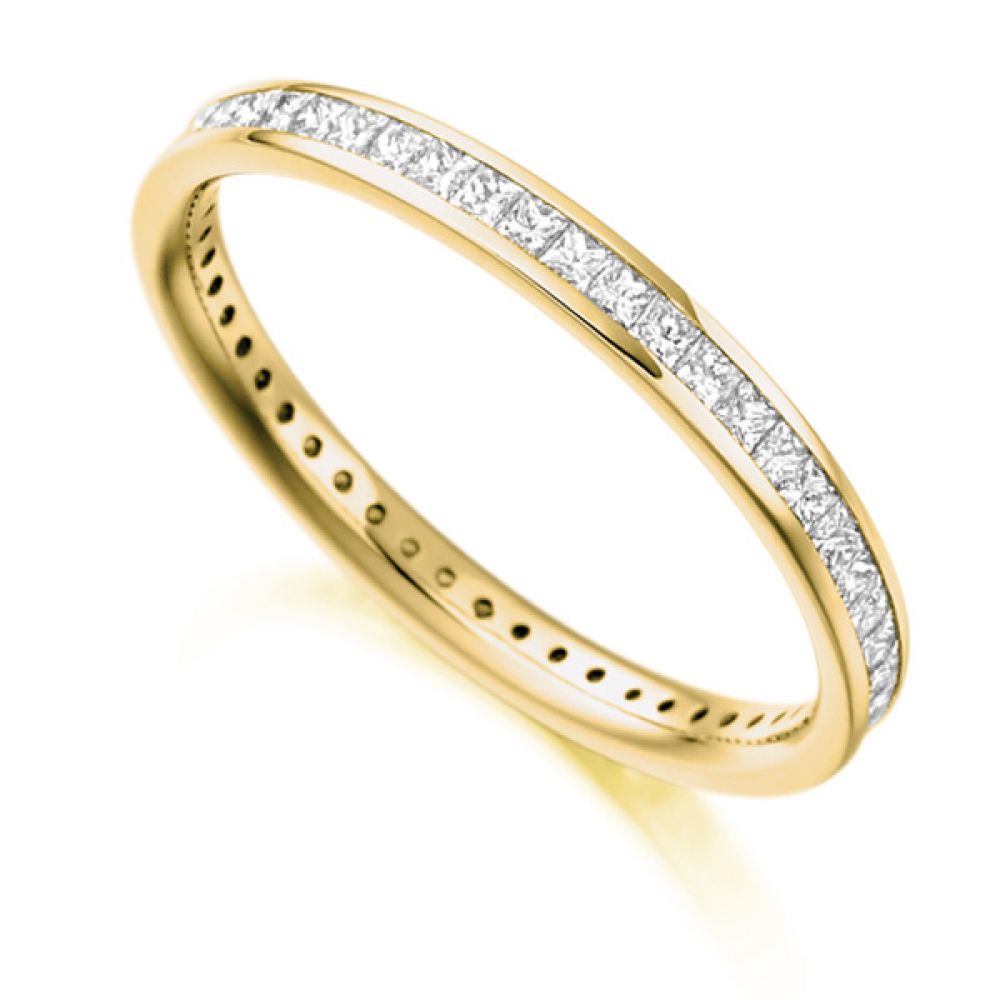 0.62cts Princess Diamond Full Eternity Ring In Yellow Gold