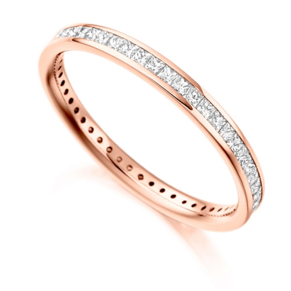 0.62cts Princess Diamond Full Eternity Ring In Rose Gold