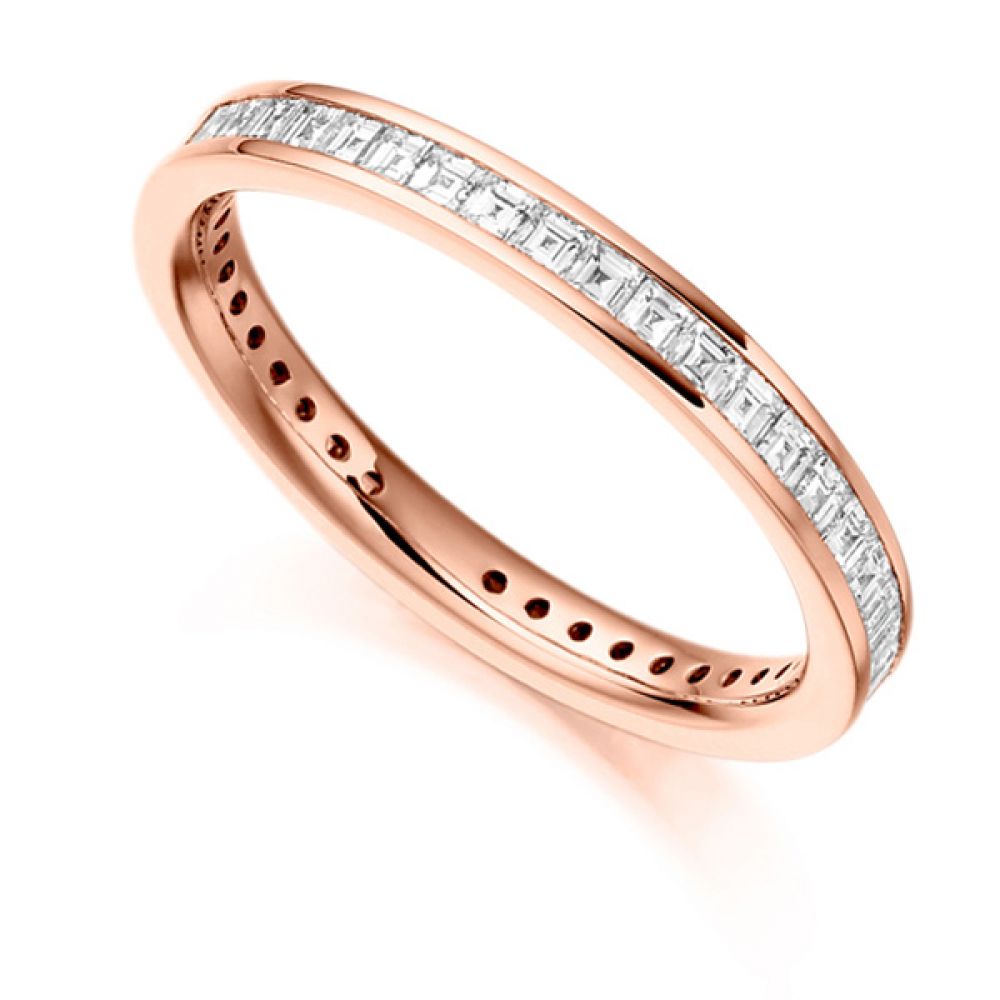 1 Carat Carré Cut Full Diamond Eternity Ring In Rose Gold