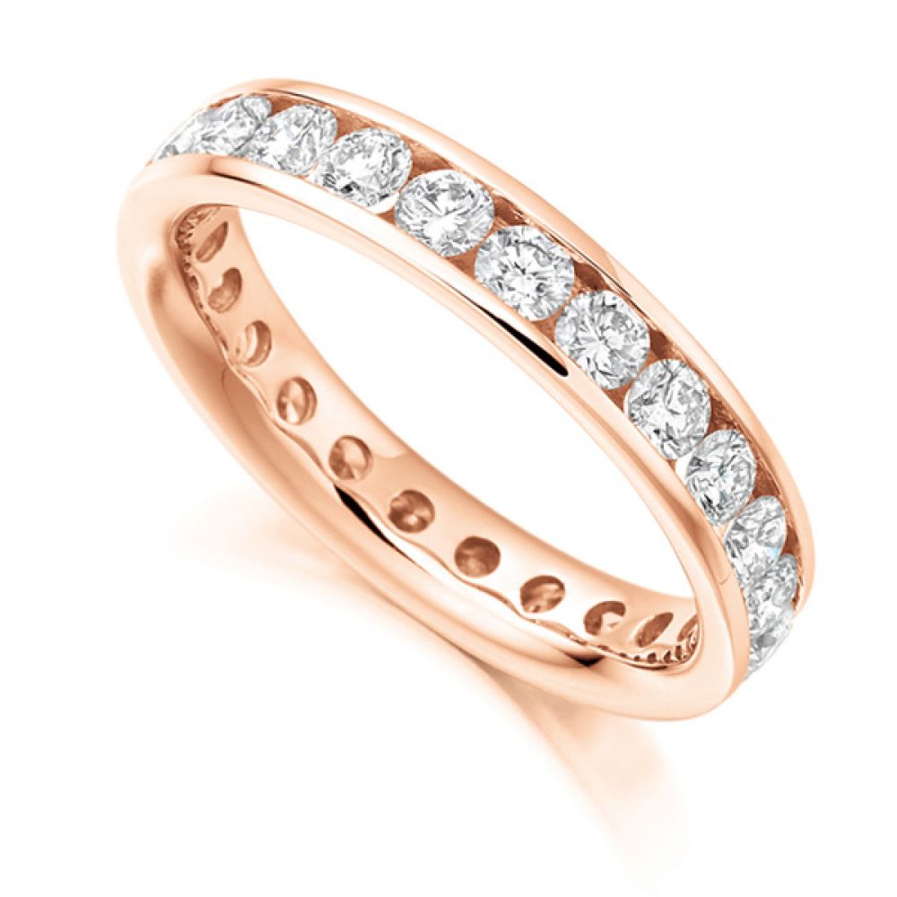 2 Carat Round Diamond Full Eternity Ring Channel Set In Rose Gold