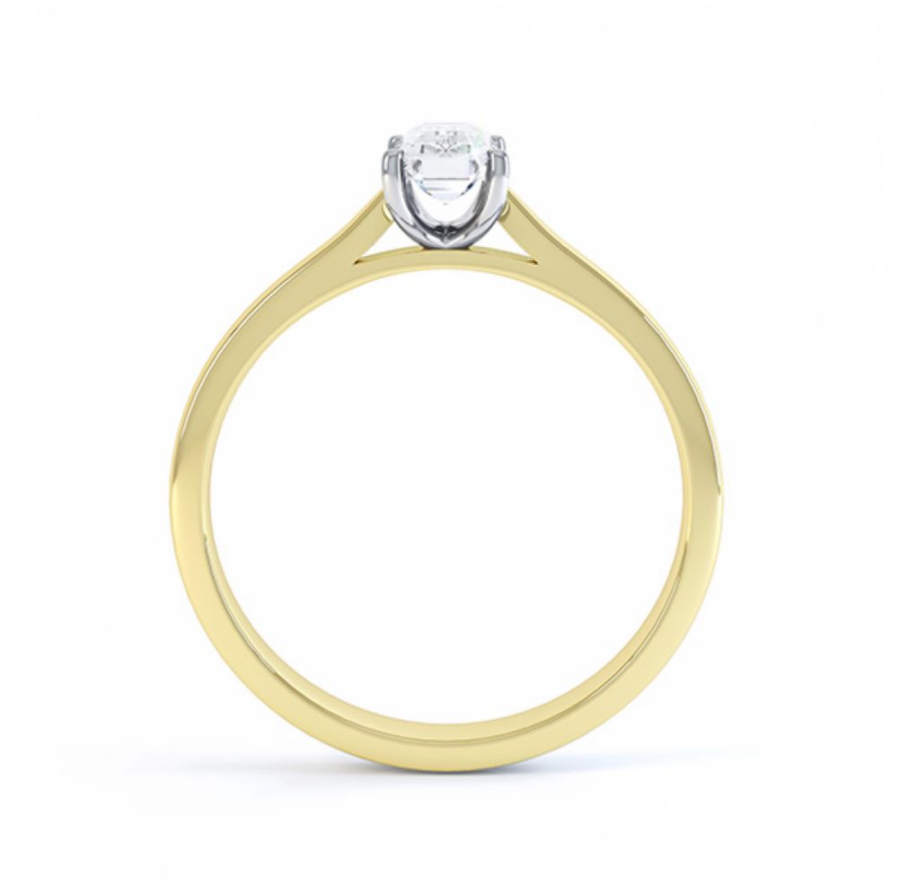 Yellow gold side view of the emerald cut diamond solitaire engagement ring finesse