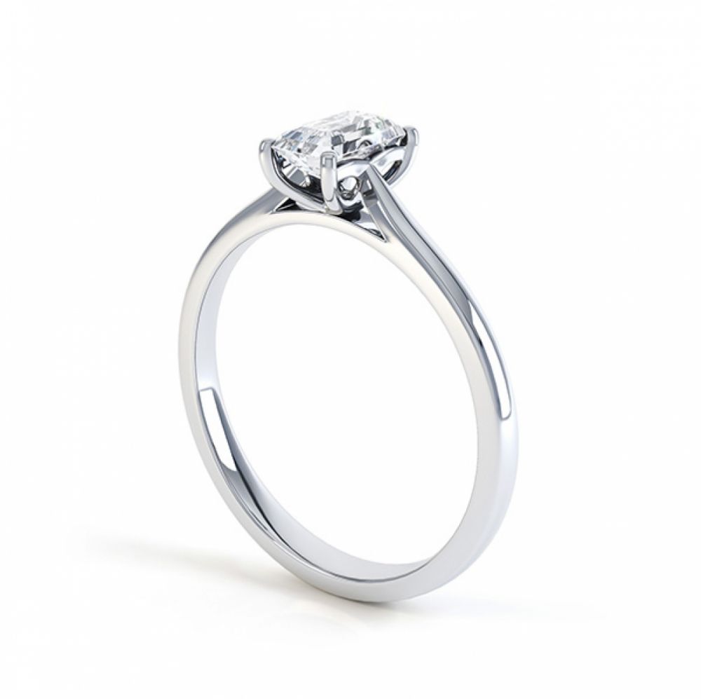 Another view of the single emerald cut diamond solitaire ring