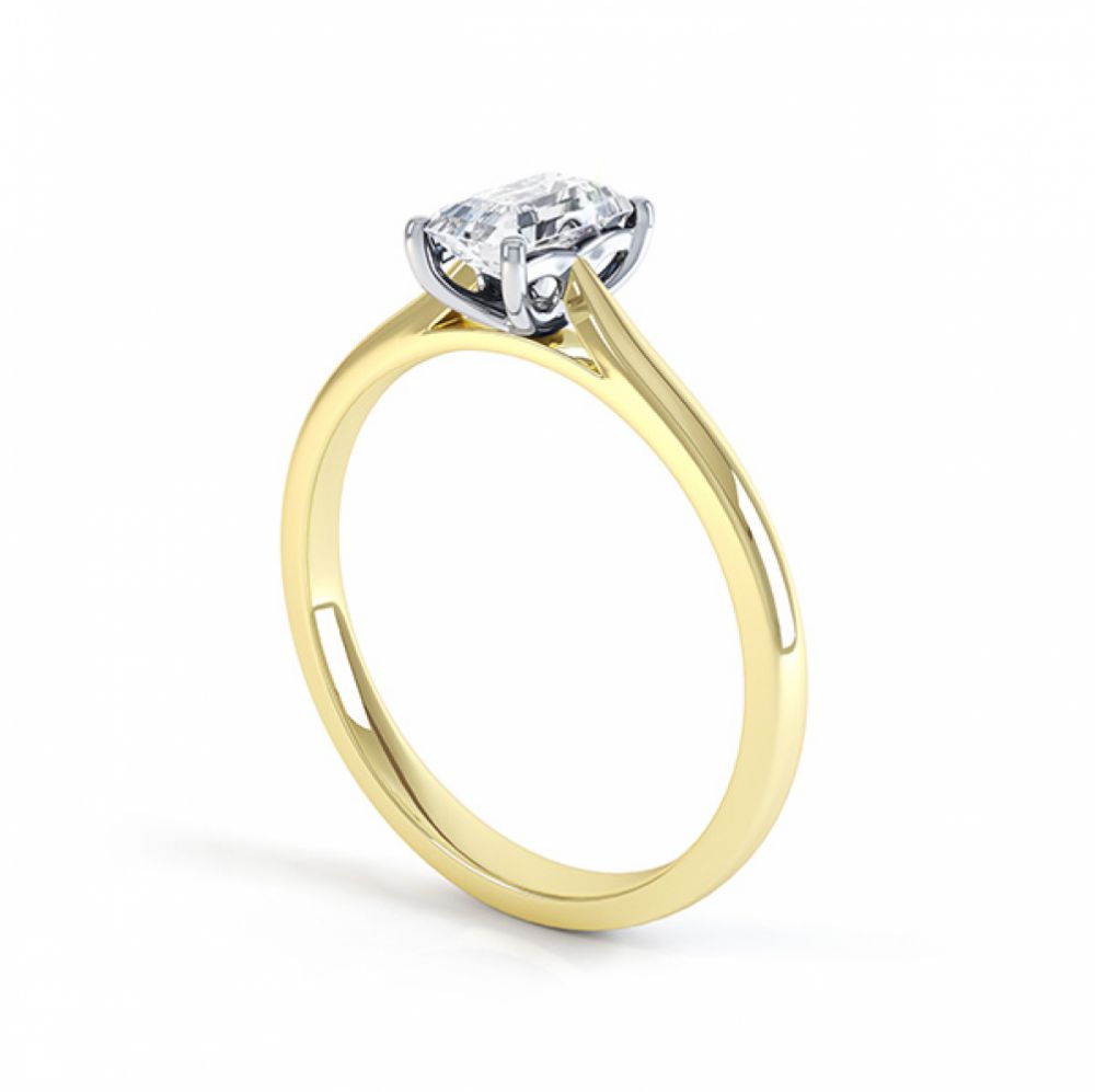 Another view of the single emerald cut diamond solitaire ring in yellow gold Another view of the single emerald cut diamond solitaire ring in yellow gold