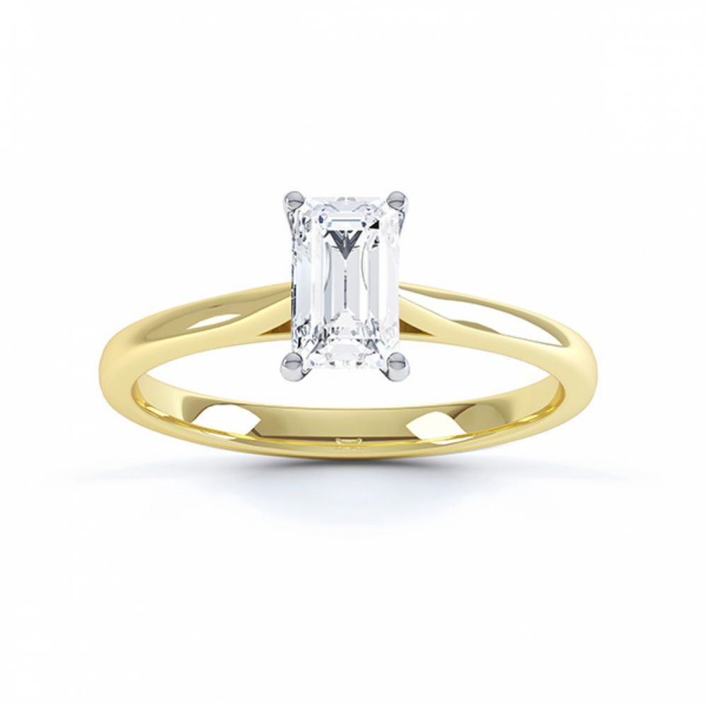 Top view of the diamond solitaire Finesse ring in Yellow gold Top view of the diamond solitaire Finesse ring in Palladium