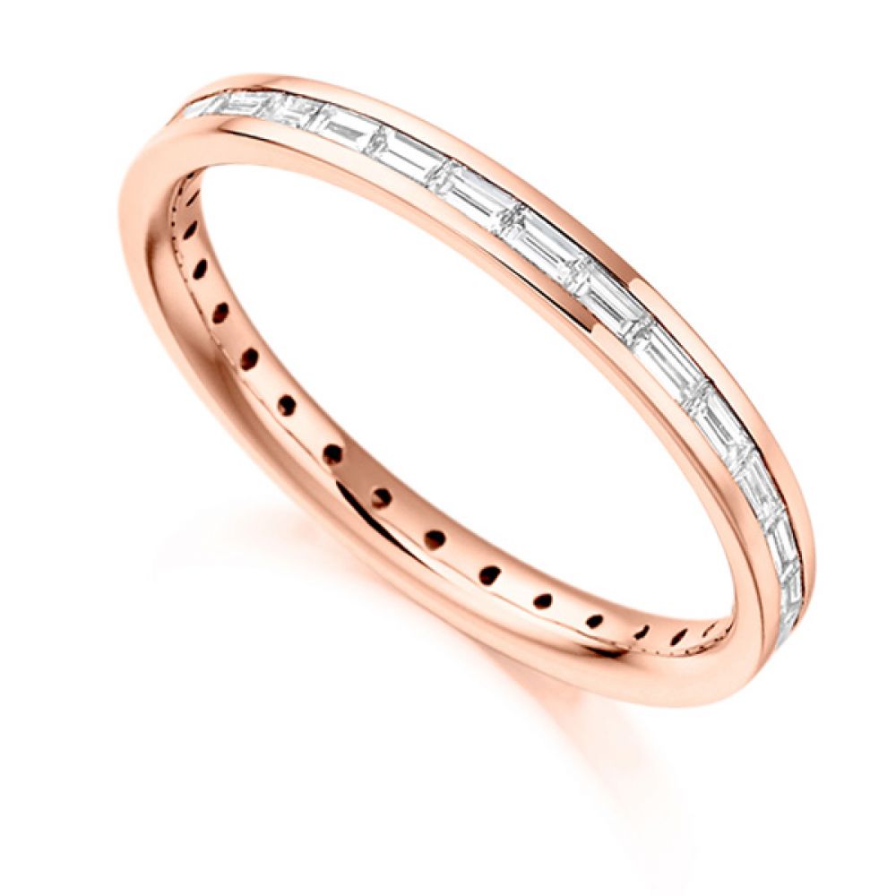 0.60cts Baguette Cut Diamond Full Eternity Ring In Rose Gold