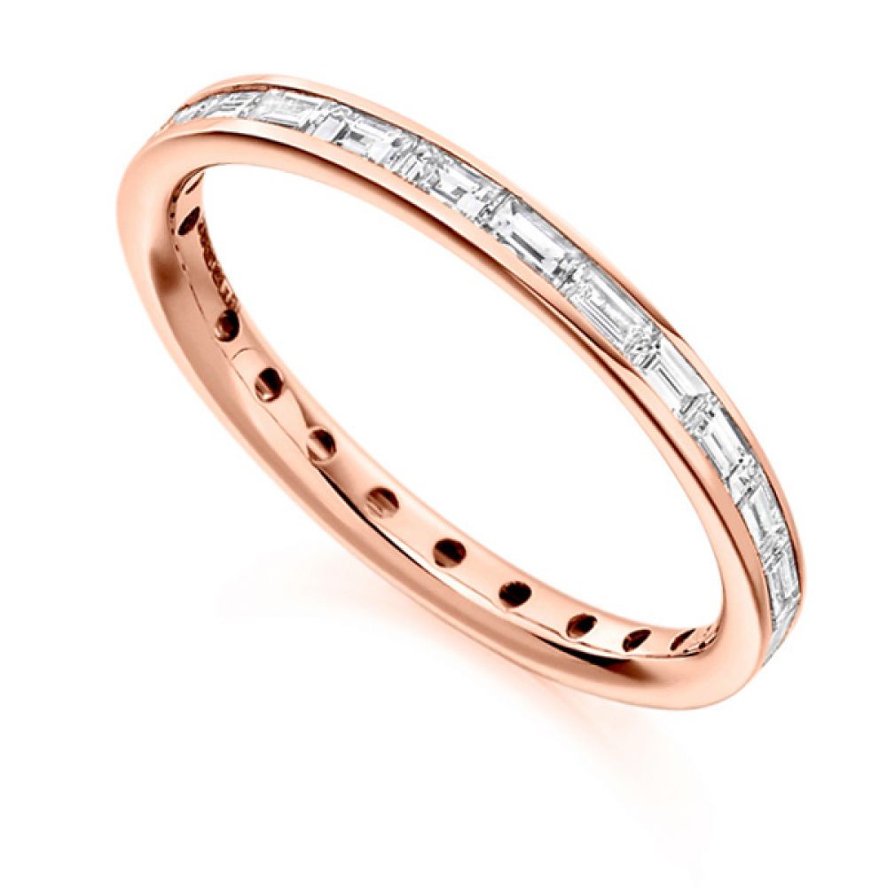 0.75cts Baguette Diamond Full Eternity Ring In Rose Gold