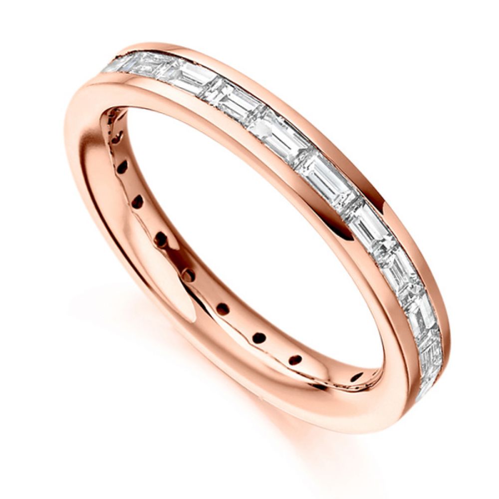 1.50cts Baguette Diamond Full Eternity Ring In Rose Gold